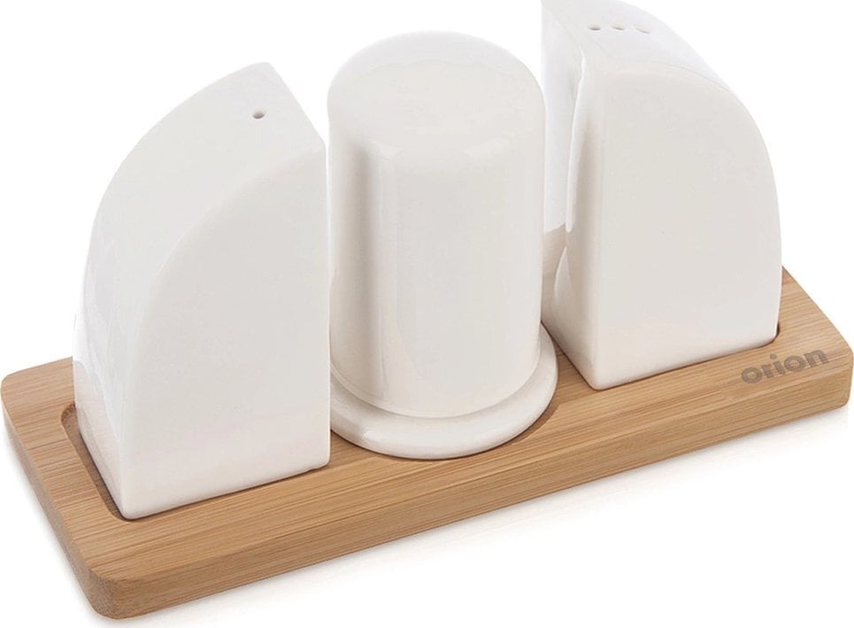 Solniczka i pieprzniczka porcelanowa ze stojakiem WHITELINE 4 el.
