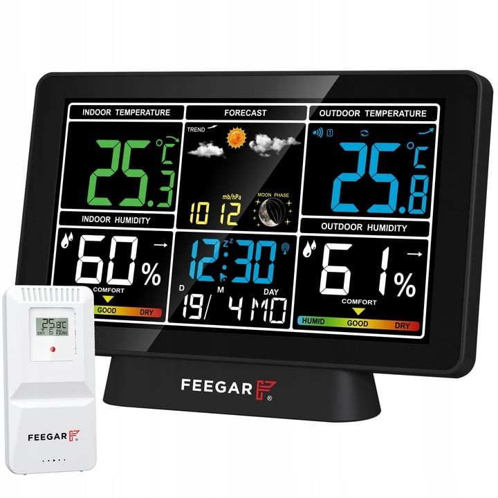 Stacja pogodowa pogody bezprzewodowa Feegar Forecaster LCD 7,5" Barometr Termometr