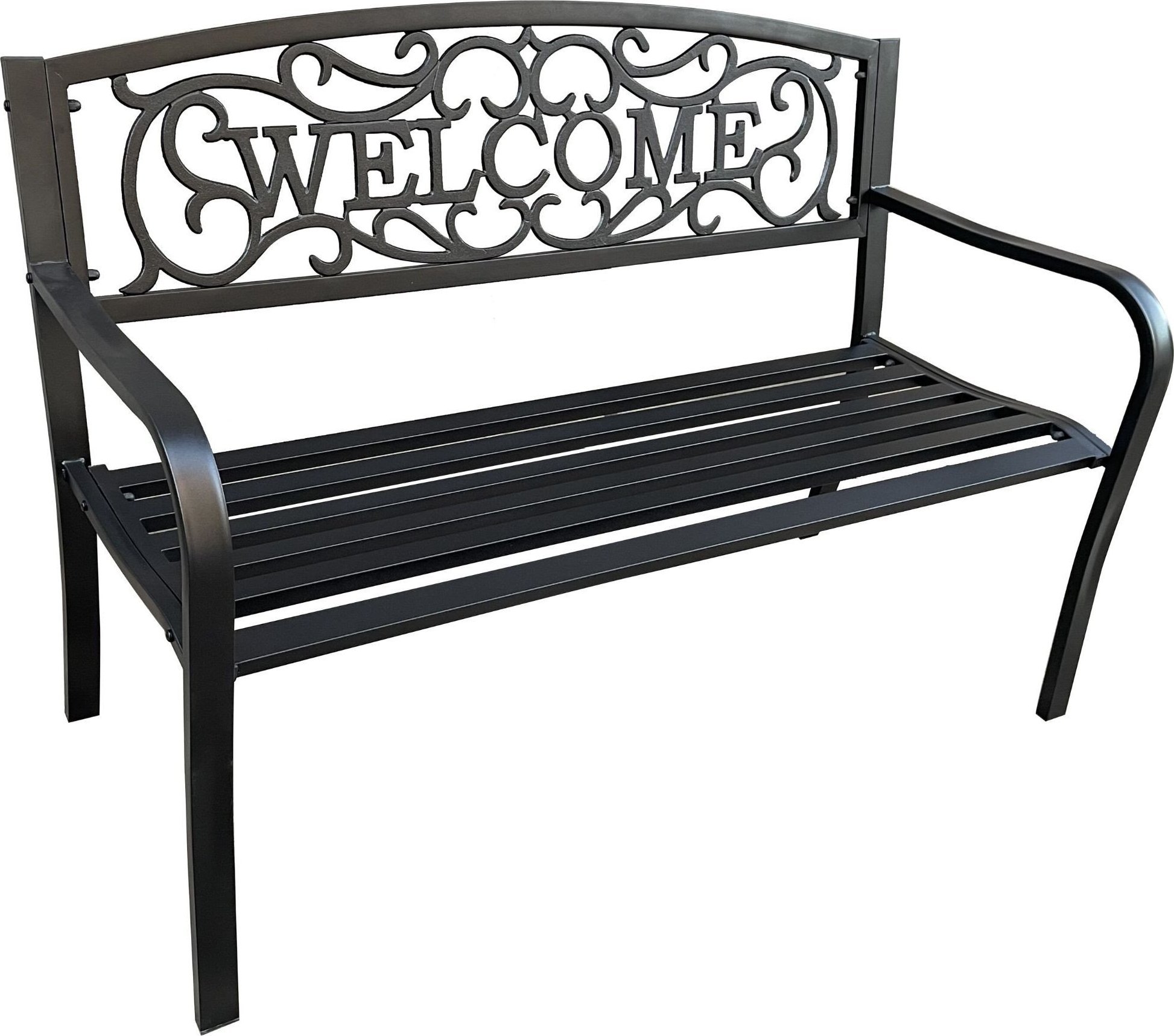 Fancy Garden Ławka ogrodowa z oparciem IRYS stalowa żeliwna 127 cm czarna