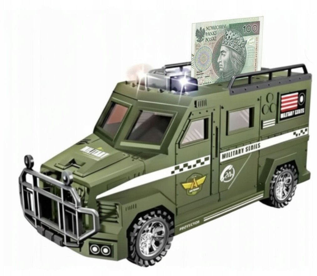 Coil skarbonka sejf auto ciężarówka ternowa swat światło dźwięk banknoty