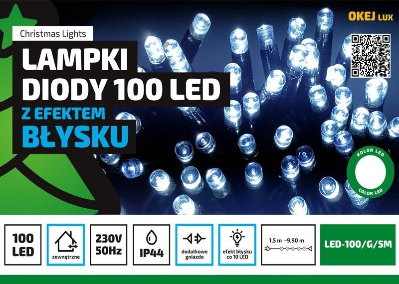 Lampki choinkowe Okej Lux 100 LED białe zimne