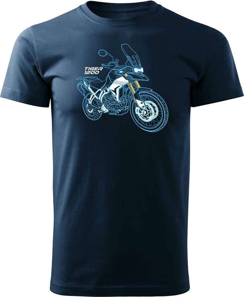 Topslang Koszulka motocyklowa z motocyklem na motor Triumph Tiger 1200 męska granatowa REGULAR S
