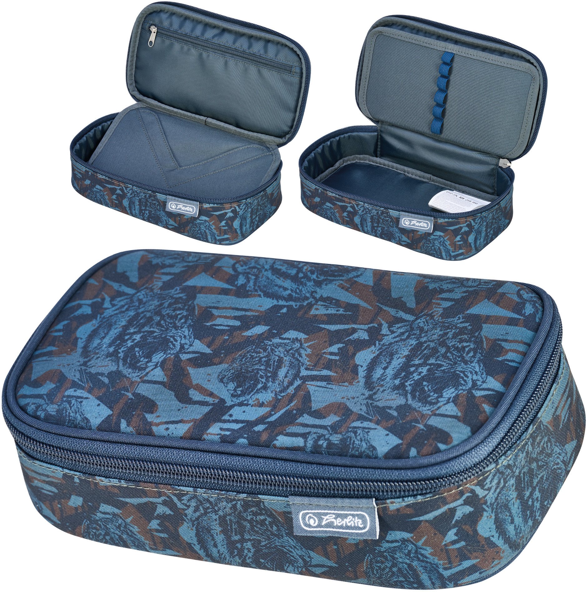 Piórnik kosmetyczka etui usztywniany klapką duży XXL BeatBox Tiger HERLITZ