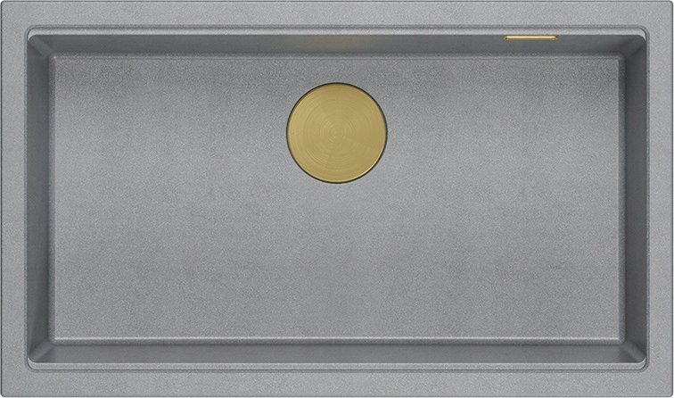 Zlewozmywak GraniteQ LOGAN 110 GraniteQ zlewozmywak silver stone 76x44x23,5 cm 1-komorowy wpuszczany z syfonem manualnym złoty