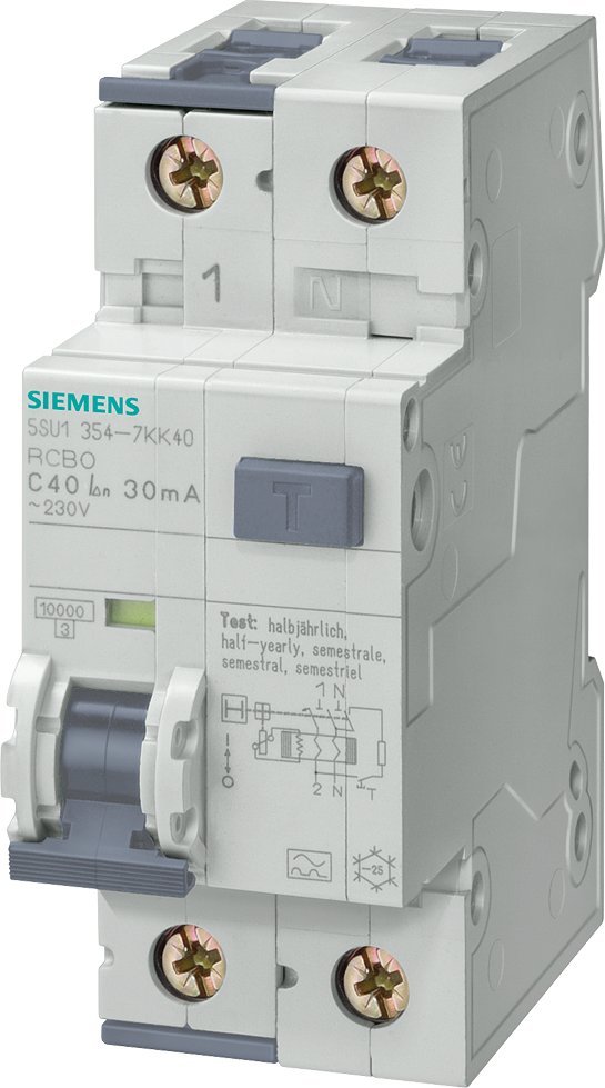 Siemens Wyłącznik kombinowany RCBO typA 30mA 10kA 1+N C16A 5SU1354-7KK16