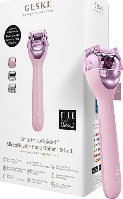 Geske Roller do mezoterapii igłowej twarzy 9w1 z Aplikacją (różowy)