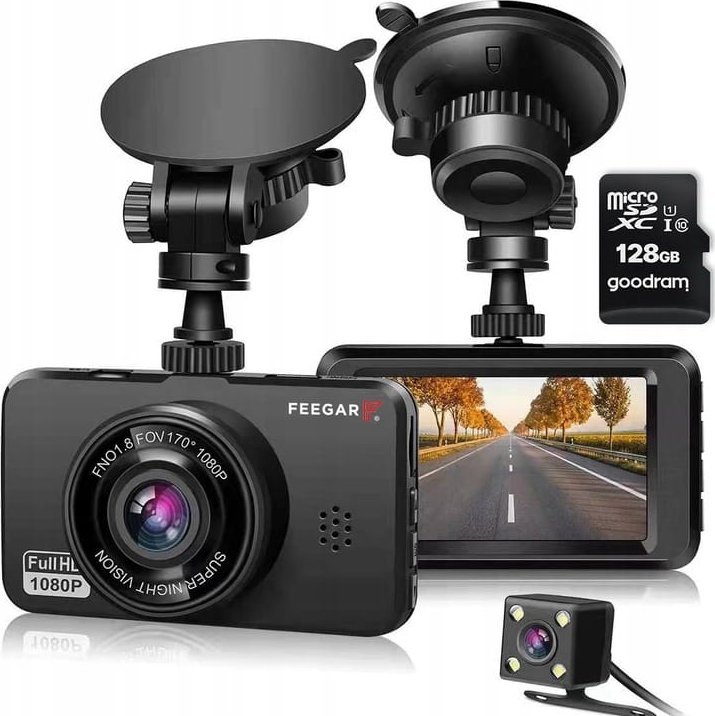 Wideorejestrator Feegar Wideorejestrator Feegar Patrol Kamera Samochodowa Cofania Sensor Sony Fullhd + 128Gb