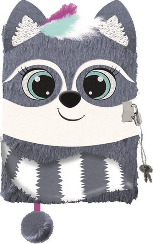 St. Majewski Pamiętnik z kłódką 3D włochacz A5 96k linia RACOON Szop pracz