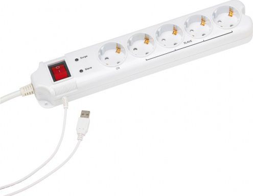 Listwa zasilająca Energenie Master/Slave przeciwprzepięciowa 5 gniazd 1.8 m biała (PCW-MS2G)