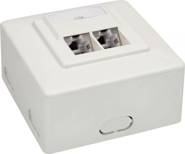 InLine Gniazdo Cat.5e 2x RJ45, RAL 9010 biały (74202D)