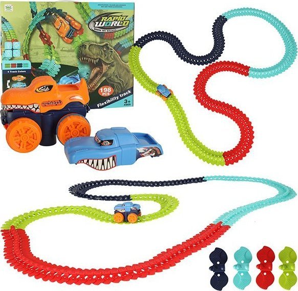 KIK Tor samochodowy wyścigowy samochód 198 elementy 132cm