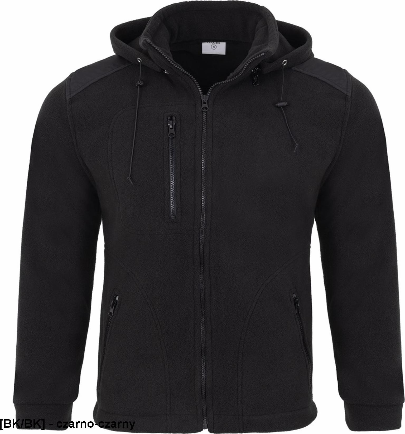 JHK FLRA 340 BUS HOOD PREMIUM - bluza polarowa z odpinanym kapturem 350-360 g/m2 - czarno-czarny XS