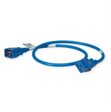 Kabel zasilający Bachmann C20-C19 1.0m niebieski 16A, blokada po obu stronach