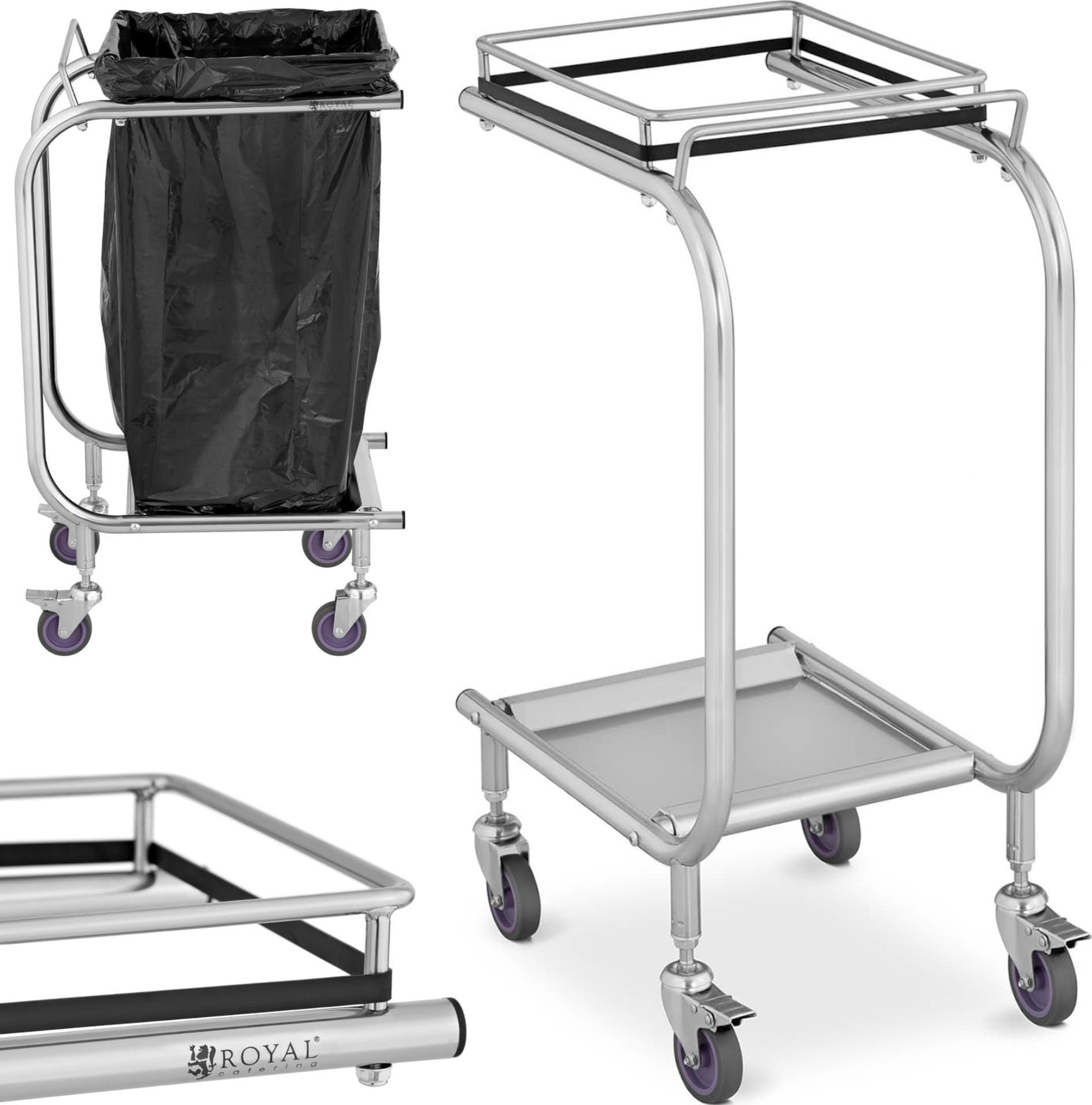 Wózek stojak na worki na śmieci odpady ze stali nierdzewnej