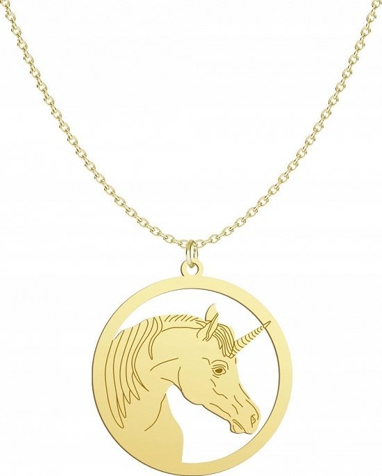 MEJK Jewellery Naszyjnik Złoty z Jednorożcem 925 Łańcuszek Prezent GRAWER DEDYKACJA GRATIS