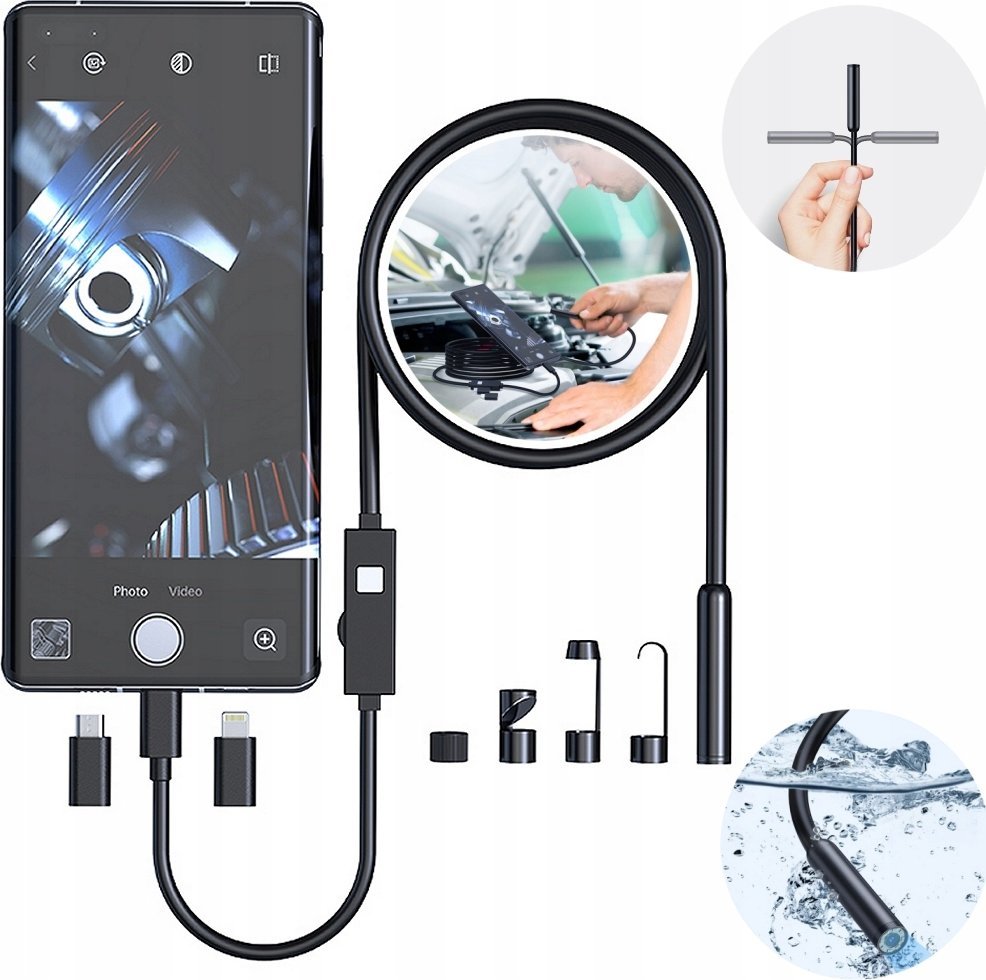 ENDOSKOP KAMERA INSPEKCYJNA 1920P Android iOS 5m