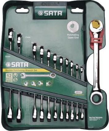 SATA SATA KLUCZE PŁASKO-OCZKOWE Z PODWÓJNĄ GRZECHOTKĄ KOMPLET 12 elem. GL09066