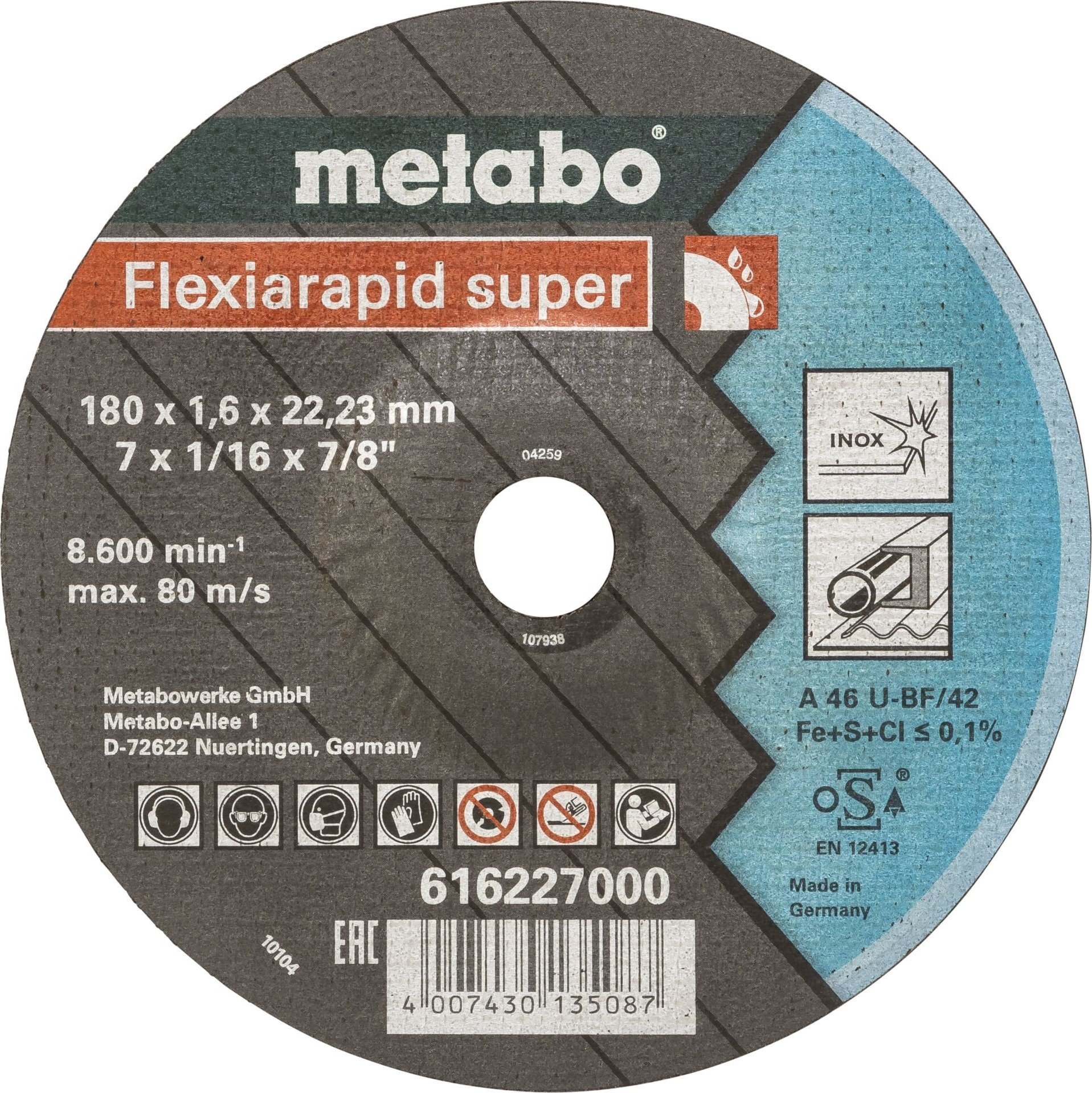 Metabo Metabo Flexiarapid super 180x1,6 x22,23 Inox
