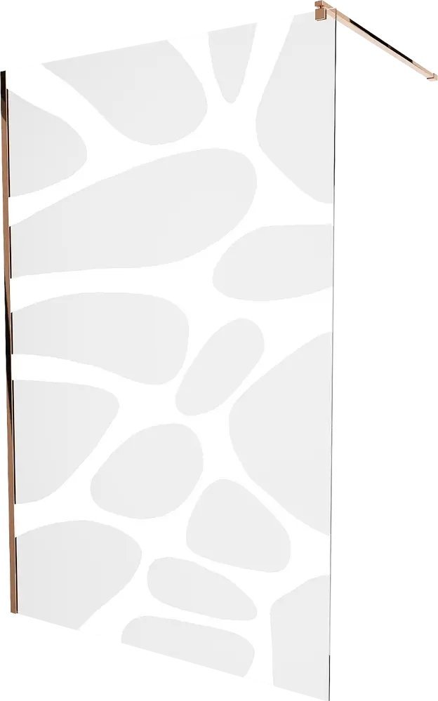 Mexen Mexen Kioto ścianka prysznicowa 100 x 200 cm, transparent/biały wzór 8 mm, różowe złoto - 800-100-101-60-97