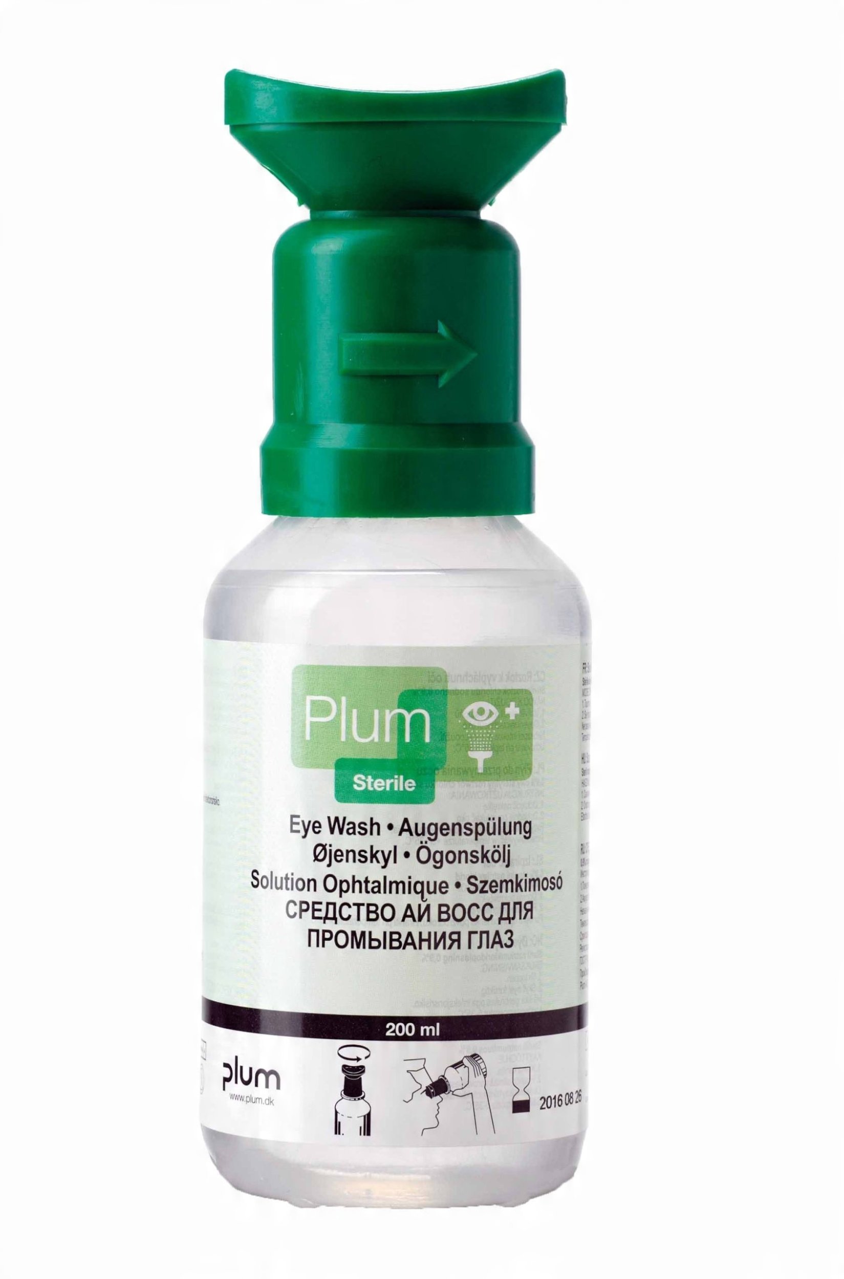 Płyn do oczu PLUM Eyewash, 0,9% chlorku sodu, z nakładką na oko, 500ml