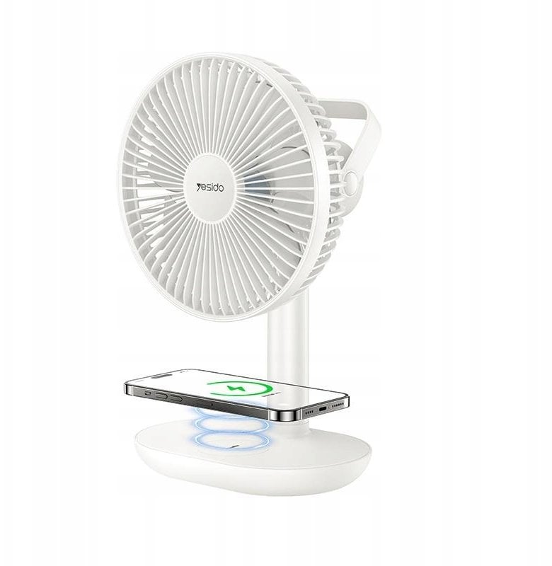 yesido Biurkowy Wentylator YF16 3600mAh (Wiatrak z funkcją ładowania 15W), BIAŁY