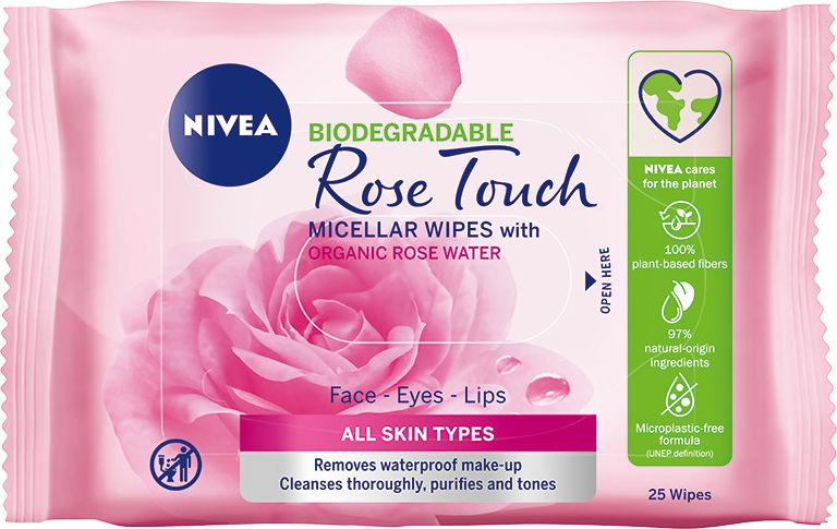 Nivea Rose Touch Micelarne chusteczki oczyszczające z organiczną wodą różaną 25 szt.
