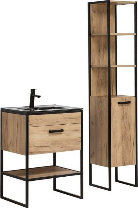 Comad Zestaw mebli łazienkowych BROOKLIN 800 + 820 dąb craft złoty