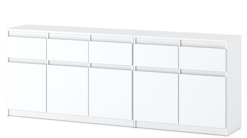 Komoda Biała Nowoczesna 6 Szuflad Agnes 200cm Do Sypialni Młodzieżowa