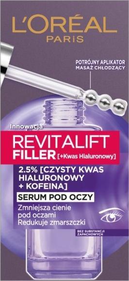 L’Oreal Paris LOREAL_Revitalift Filler Serum pod oczy redukujące zmarszczki i zmniejszający cienie 20ml