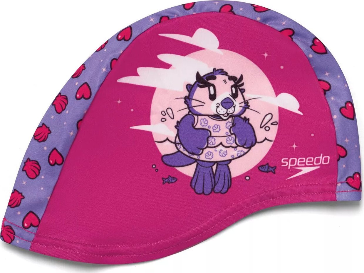 Speedo Dziecięcy czepek poliestrowy Speedo PRINTED POLYESTER CAP IU aria miami lilac/sweet taro
