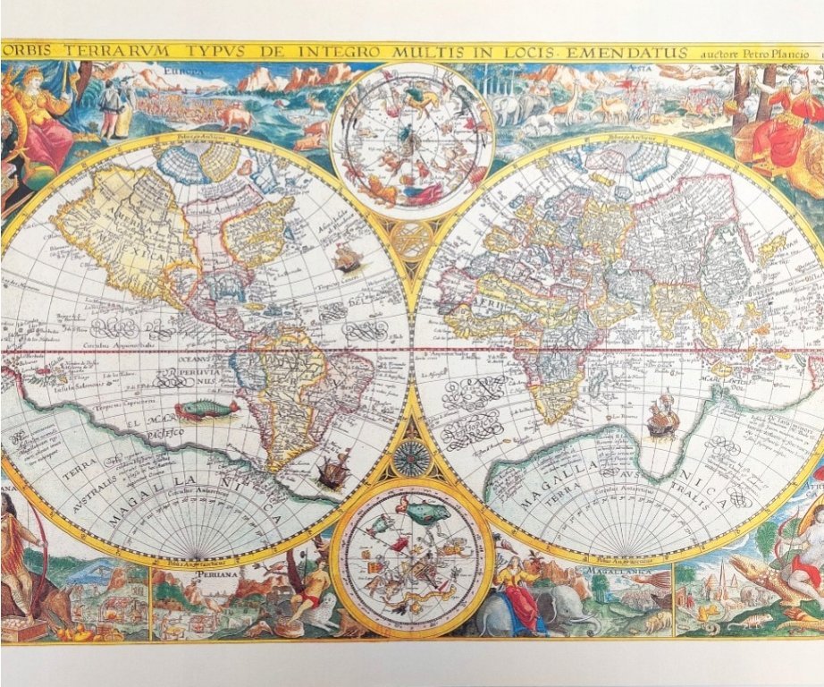 Stara Mapa Świata - Orbis Terrarum reprint - P. Plancius, 1594 r. M1594