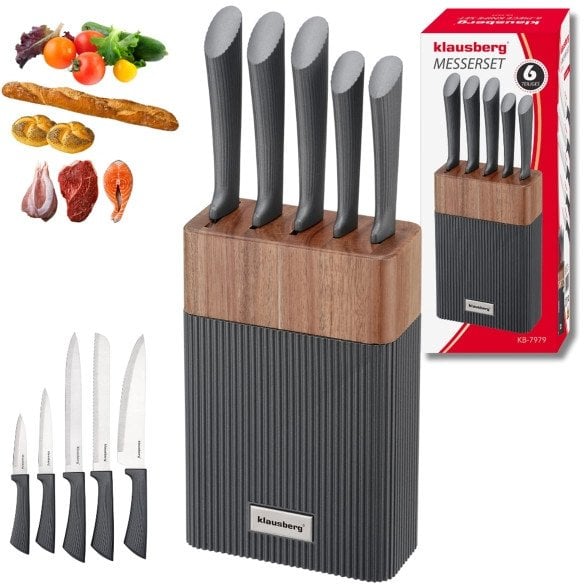 Klausberg ZESTAW NOŻY W BLOKU AKACJOWYM KB-7979