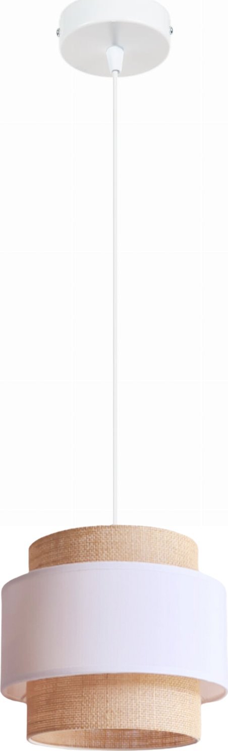 Lampa wisząca Solar Lampa wisząca zwis pojedynczy BOHO len i biel