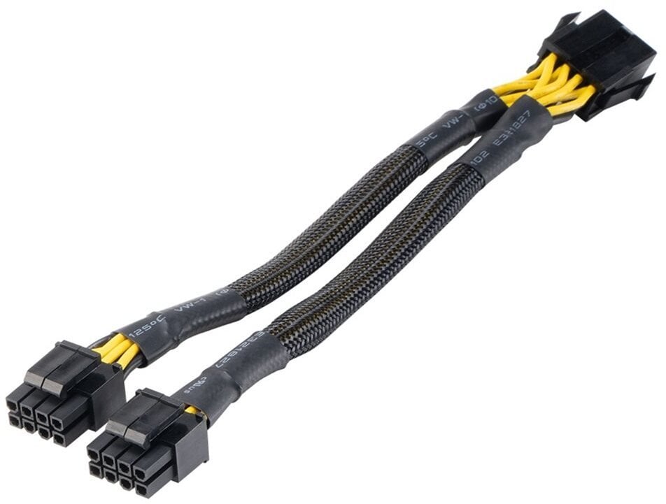 Akasa 8-Pin do 2x 4+4-Pin adapter, EPS/ATX kompatybilny - czarny, 20 cm
