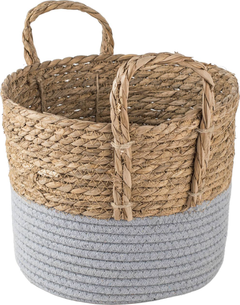 Tajemniczy ogród Kosz pleciony z uszami szary wys. 20 cm