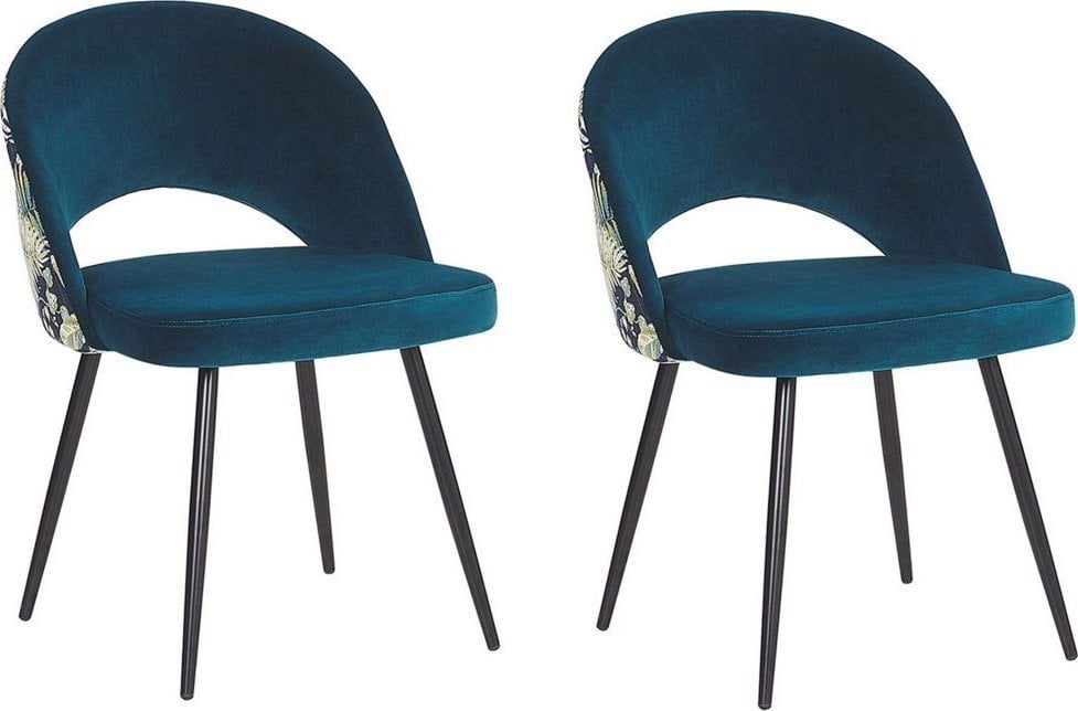 Beliani Zestaw 2 krzeseł do jadalni welurowy niebieski VIVIAN