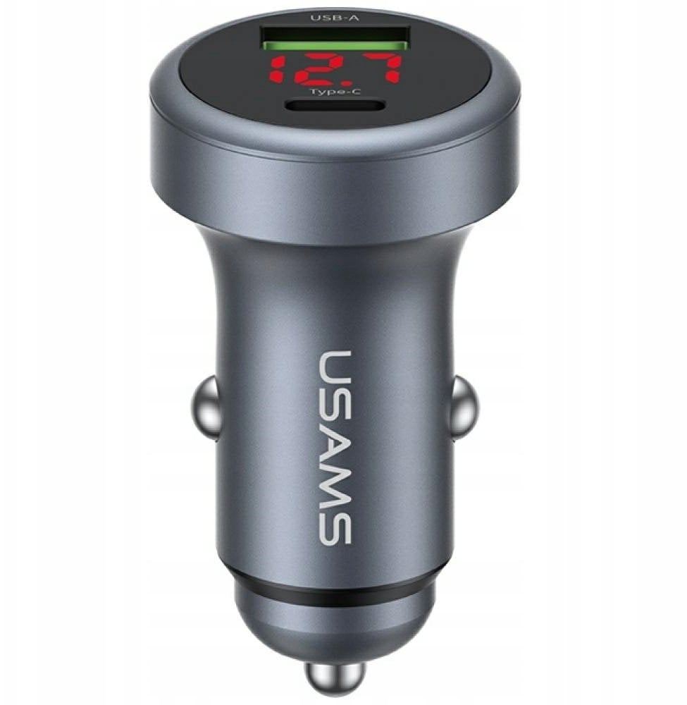 Ładowarka Usams Ładowarka samochodowa CC327 Aluminium 45W USB-A USB-C tarnish
