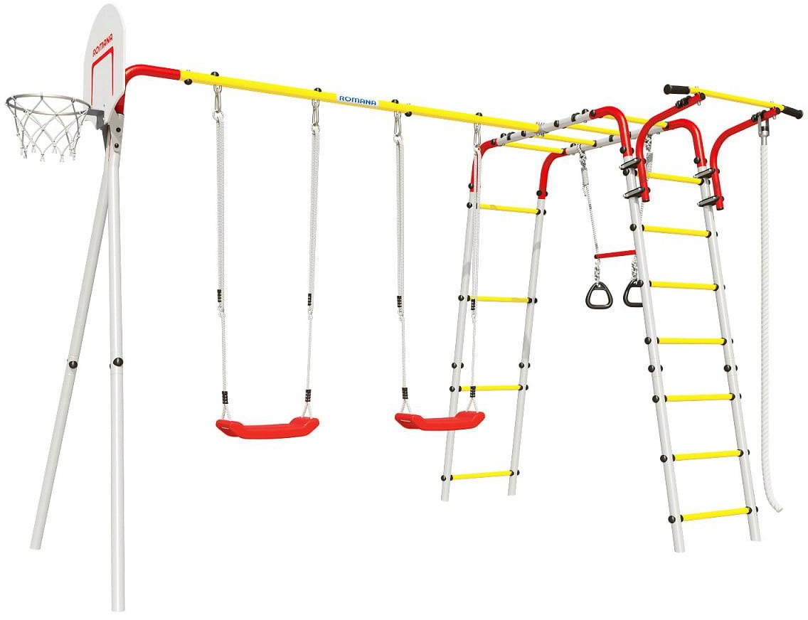Plac zabaw AKROBATA ogród | Drabinka + plastikowe siedziska + kosz | Stal