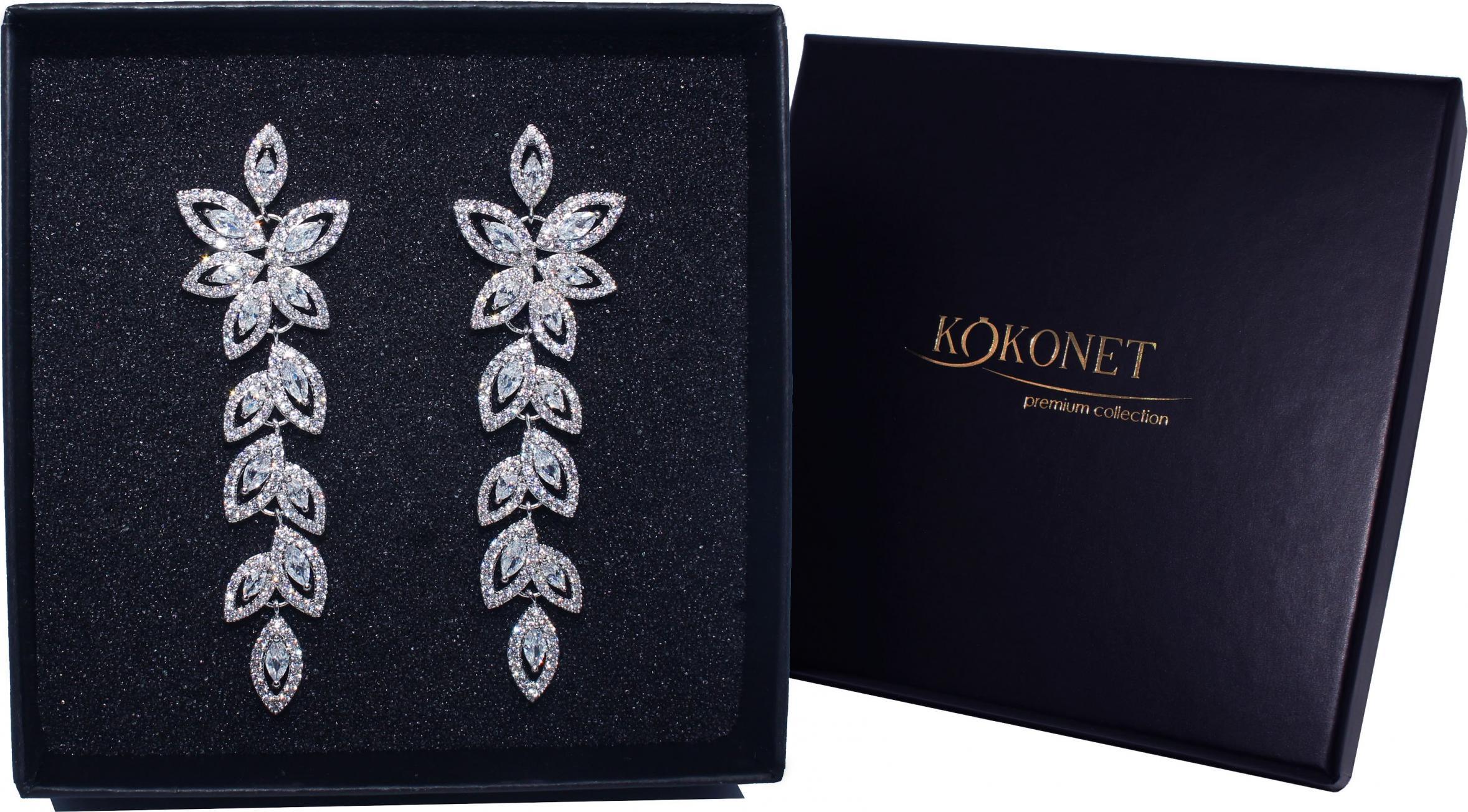 KOKONET KOLCZYKI długie listki FLORAL boho ślubne wiszące