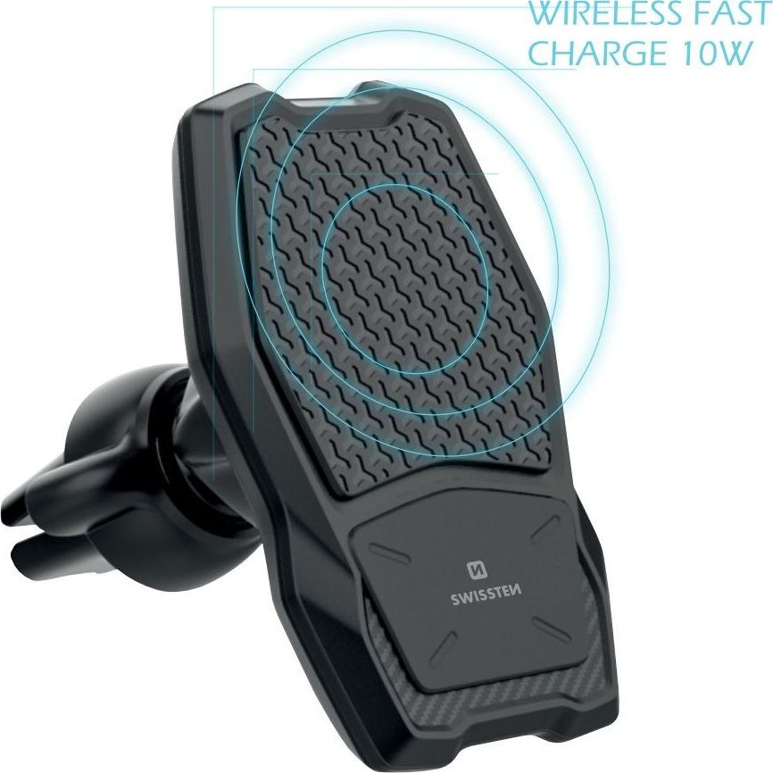 Swissten Uchwyt Samochodowy z ładowaniem indukcyjnym / bezprzewodowym magnetyczny do kratki wentylacyjnej / nawiewu Swissten TYP WM1-AV3 czarny