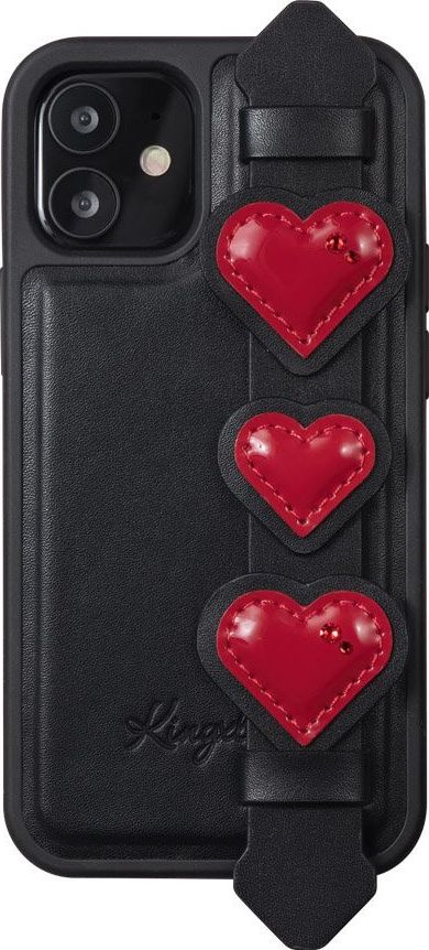 Kingxbar Sweet Series żelowe etui ozdobione oryginalnymi Kryształami Swarovskiego z podstawką iPhone 12 Pro / iPhone 12 czarny