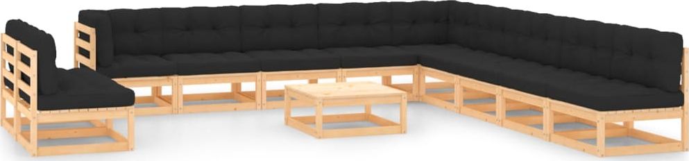 vidaXL vidaXL 12-cz. zestaw wypoczynkowy do ogrodu, antracytowe poduszki