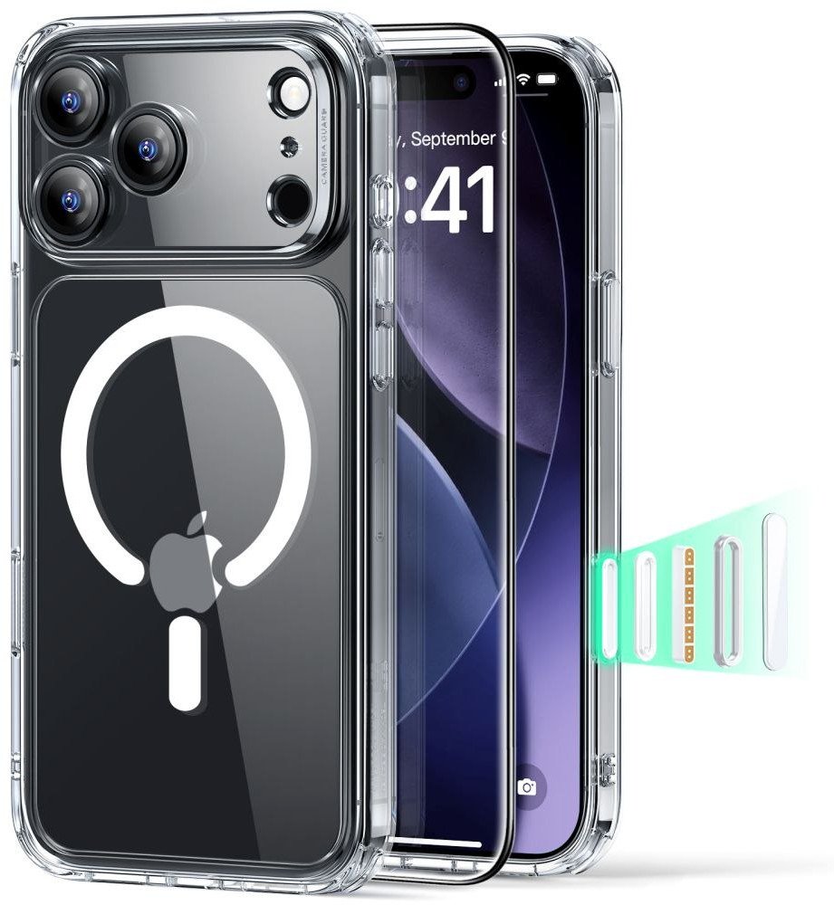 Zestaw ESR etui + szkło na ekran Classic Hybrid MagSafe & Tempered Glass do Apple iPhone 17 Pro Max Clear