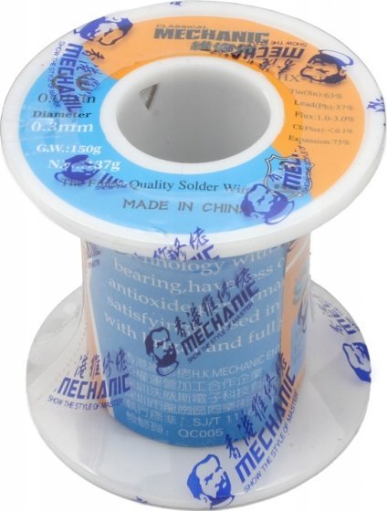 Cyna do lutowania z topnikiem ołowiowa Mechanic HX-T100 0,3mm 150G