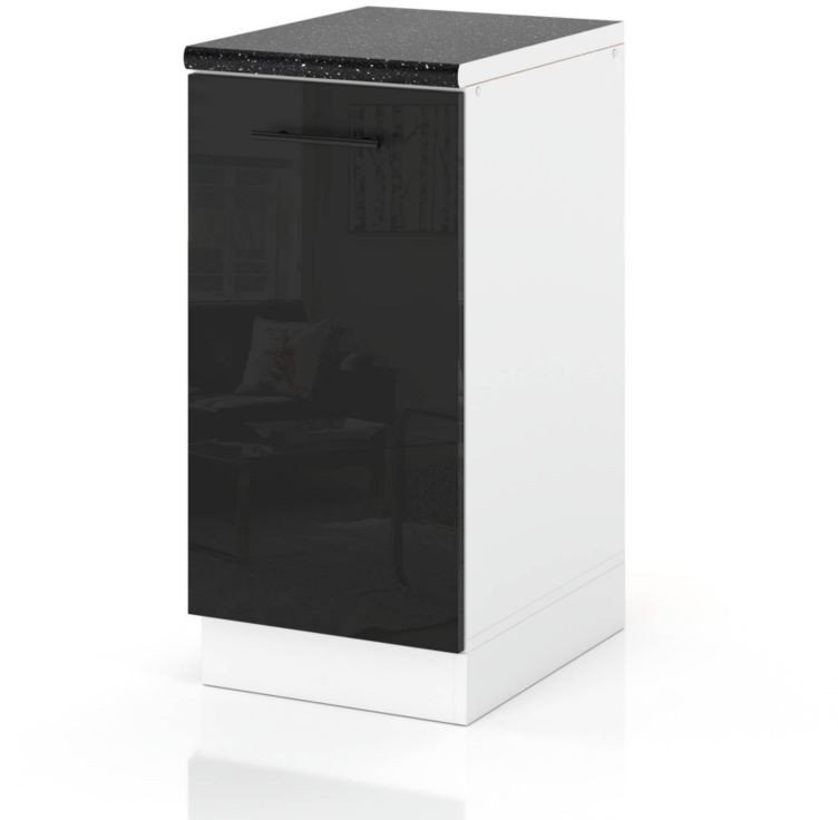 Szafka Kuchenna Stojąca Z Blatem Modułowa 40cm Spremium Czarny Połysk