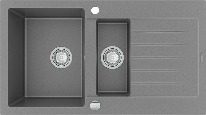Zlewozmywak Mexen Mexen Matias granitowy 1,5-komorowy z krótkim ociekaczem 900 x 505 mm, szary - 6502901505-71