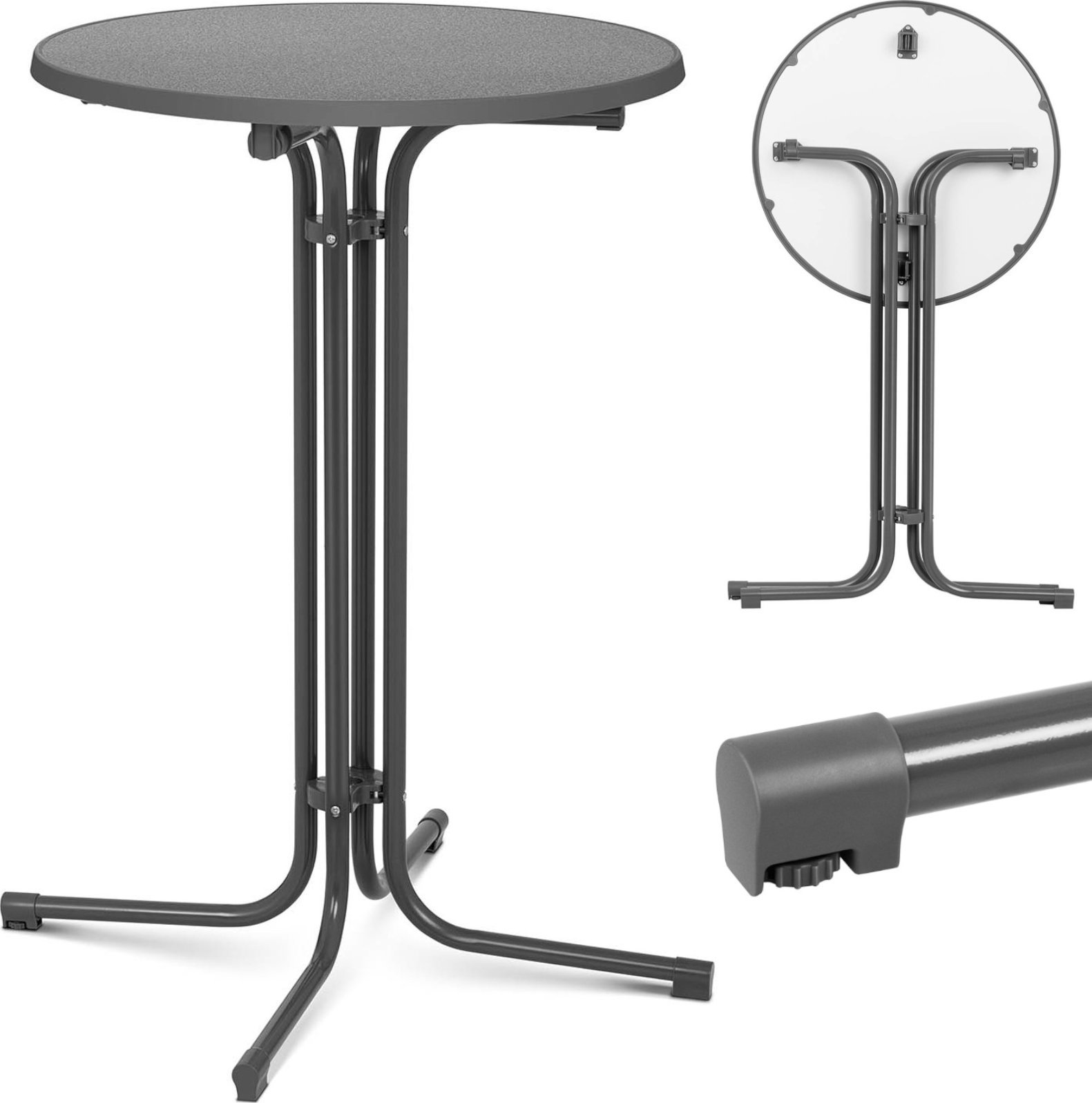 Royal Catering Stół stolik barowy okrągły wysoki składany śr. 70 cm wys. 110 cm szary Stół stolik barowy okrągły wysoki składany śr. 70 cm wys. 110 cm