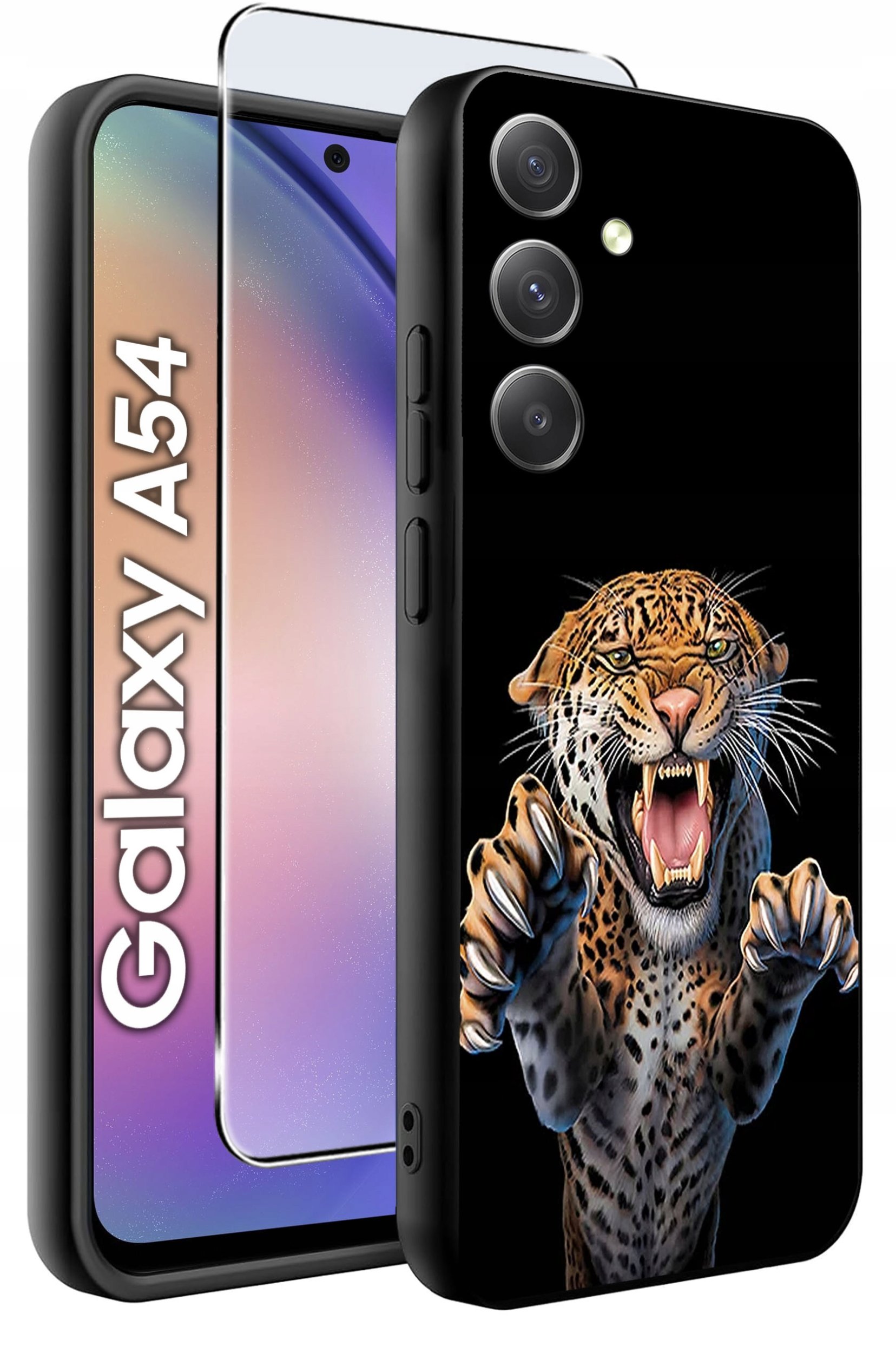 ETUI do Samsung A54 5G WZORY | SILIKONOWE MATT CASE + SZKŁO 9H