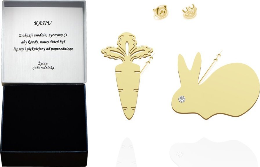 Radziszewska Jewellery Kolczyki z Królikiem i Marchewką srebro pozłacane