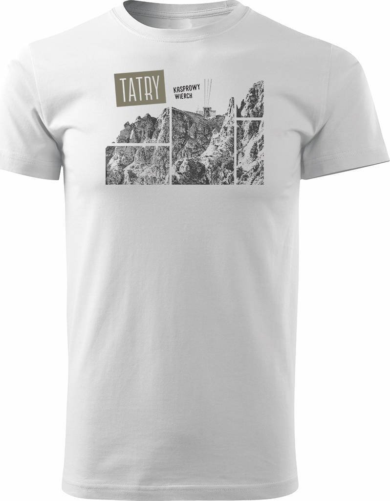 Topslang Koszulka z górami w góry turystyczna z Tatrami Tatry Kasprowy Wierch trekkingowa męska biała REGULAR S () - 1438-3